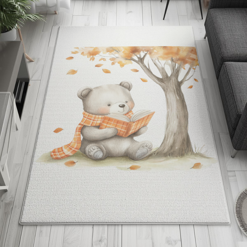 Reading Bear with Orange Scarf Living room carpet