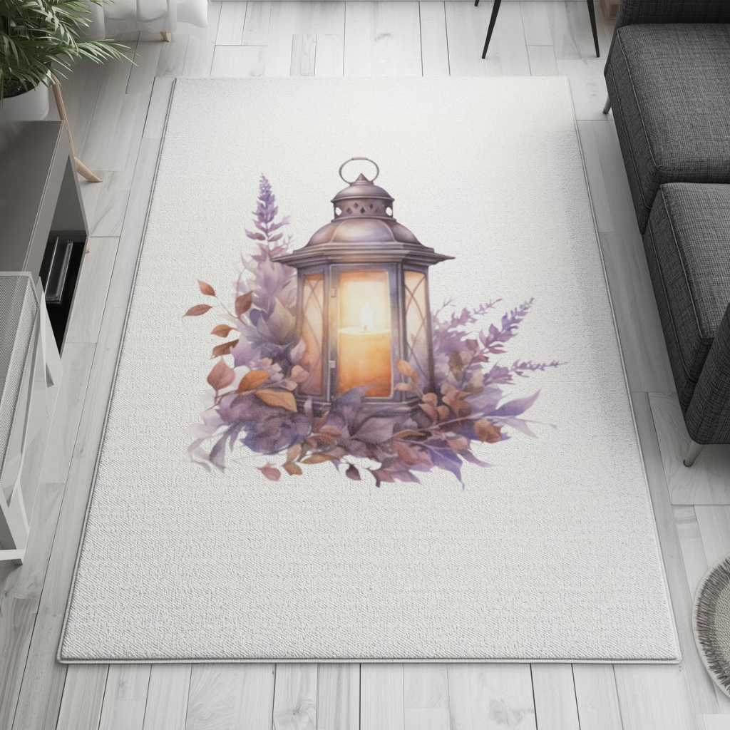 Cottagecore Lavender and Leaves Lantern Living room carpet