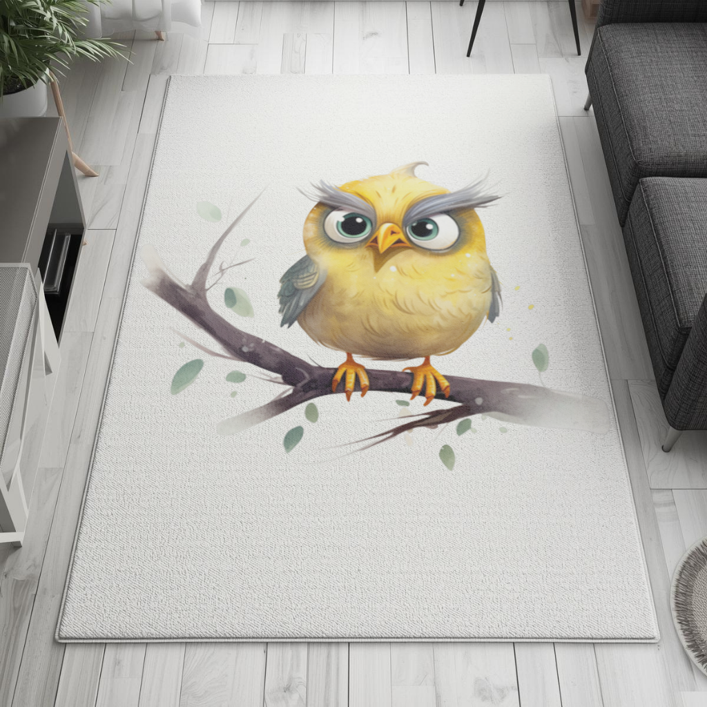 Grumpy Yellow Owl Living room carpet