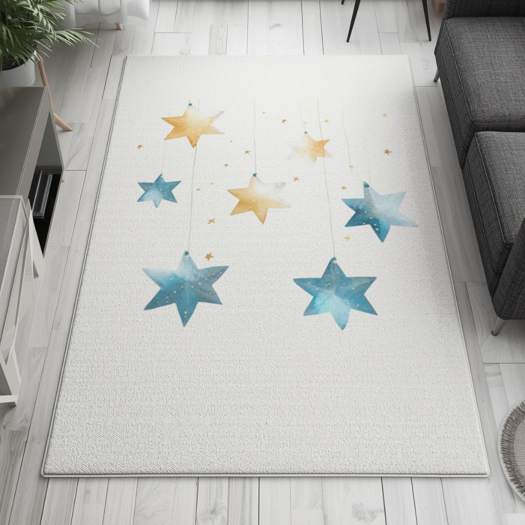 Watercolor Hanging Stars Living room carpet