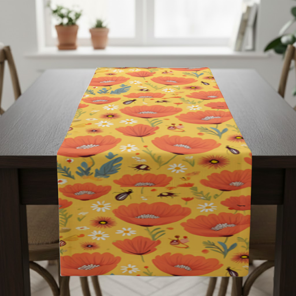 Floral Insect Pattern Colorful Design Runner