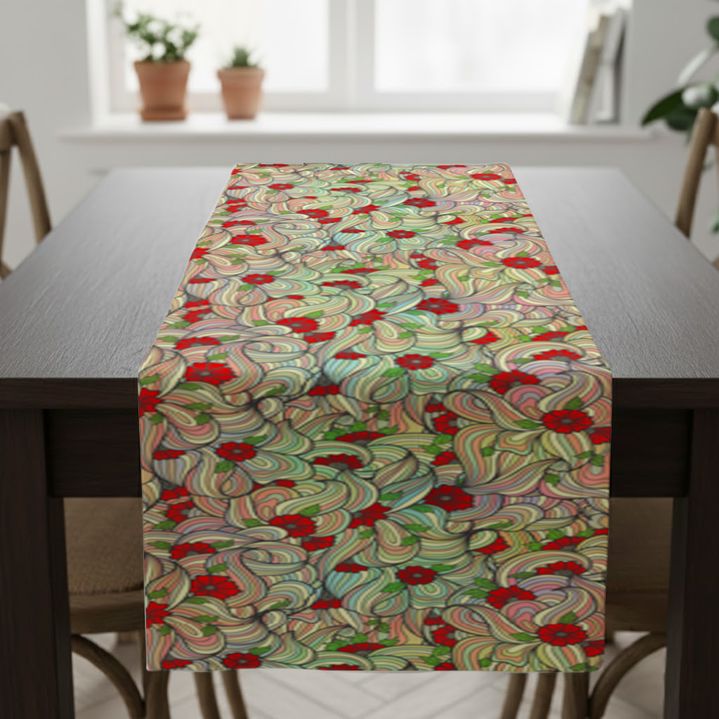 Floral Retro Wavy Pattern Runner
