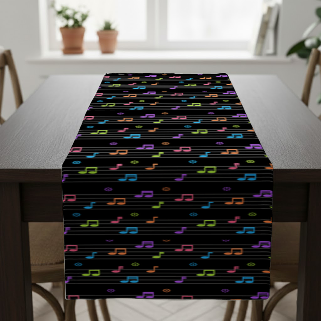 Vibrant Neon Music Notes and Rhythm Seamless Pattern Runner