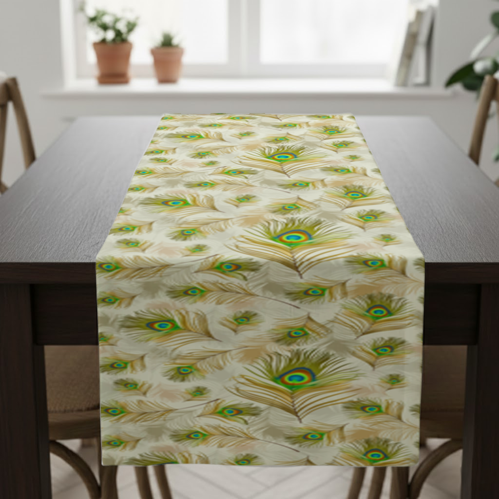 Elegant Peacock Feathers and Exotic Nature Seamless Pattern Runner