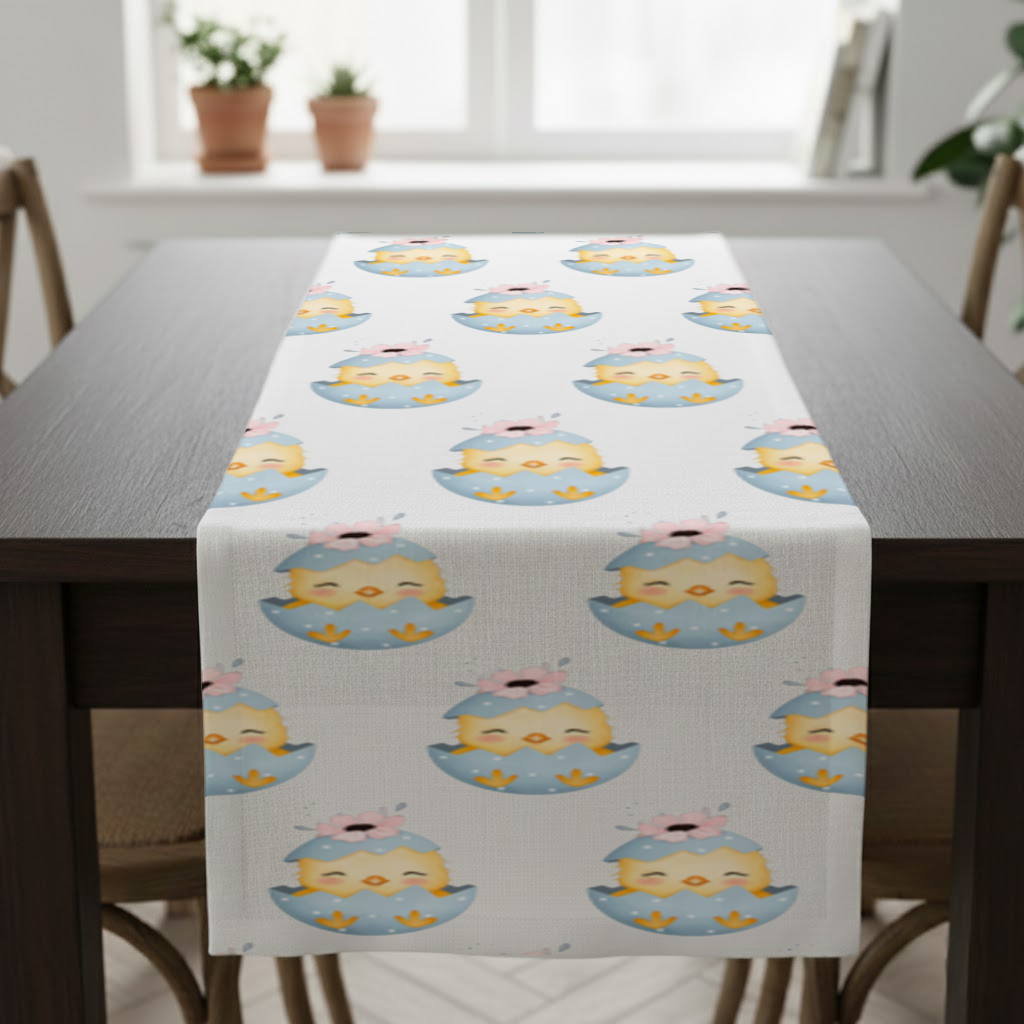 Cute Chick in Egg with Floral Hat Runner