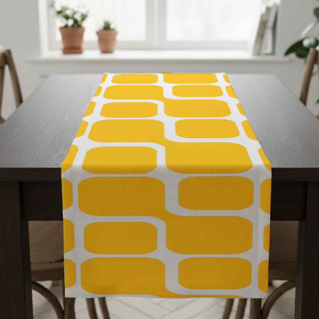 Yellow Geometric Labyrinth and Modern Abstract Pattern Runner