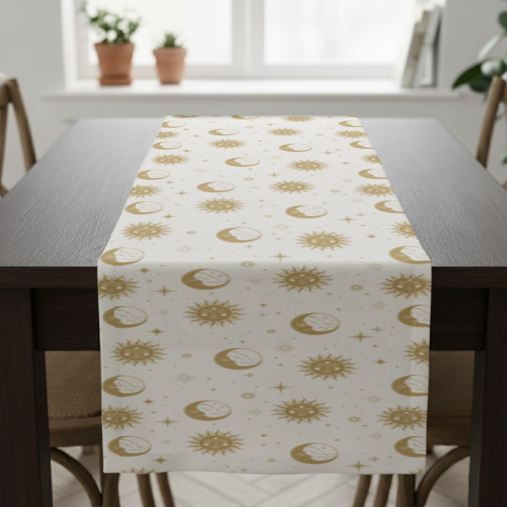 Golden Sun and Moon Mystical Pattern Runner