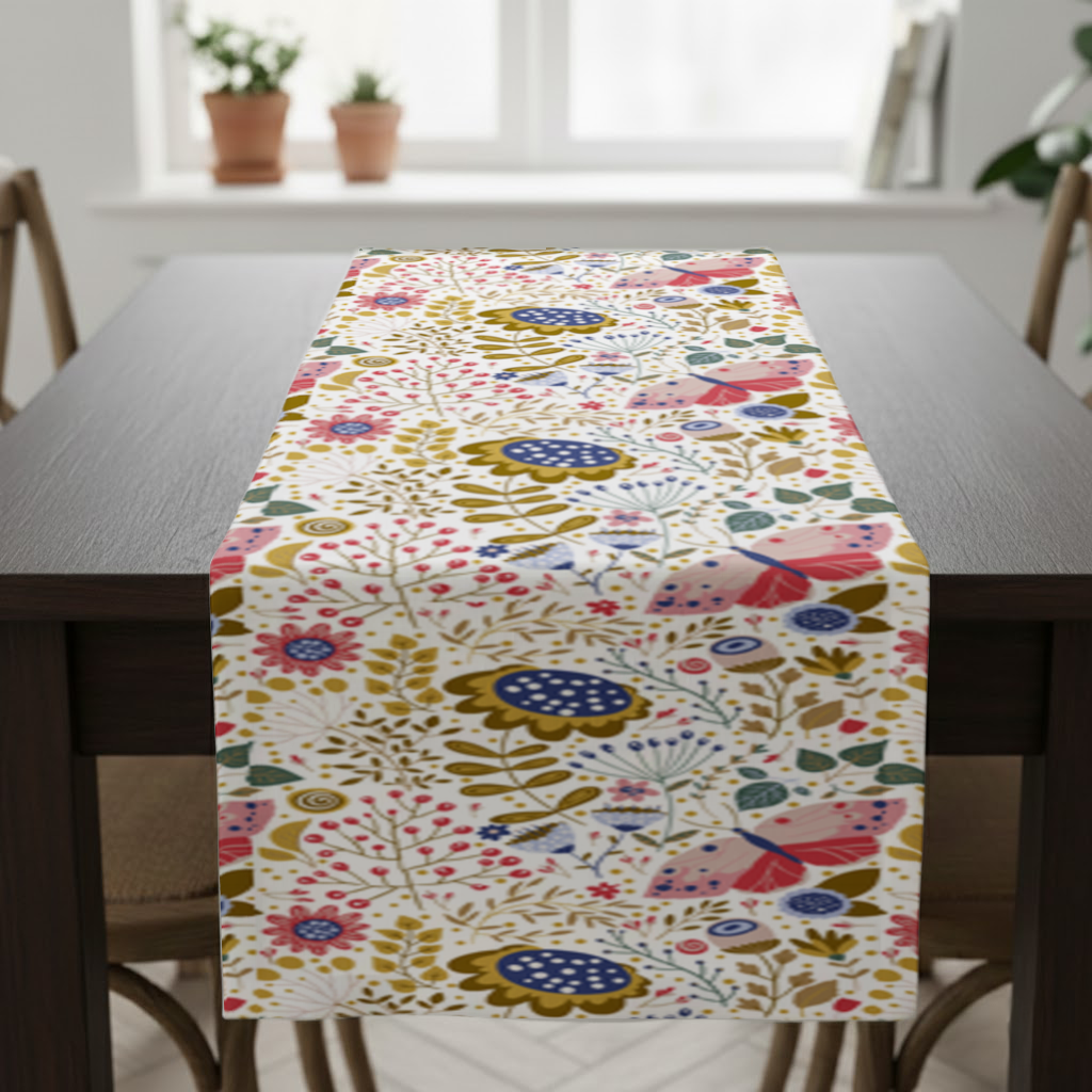 Folk Art Floral and Butterfly Pattern Runner