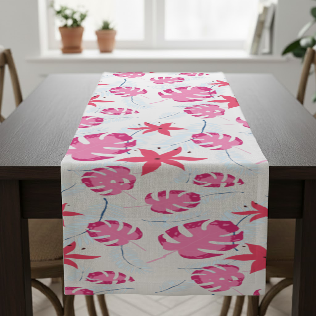 Pink Monstera and Tropical Lily Runner