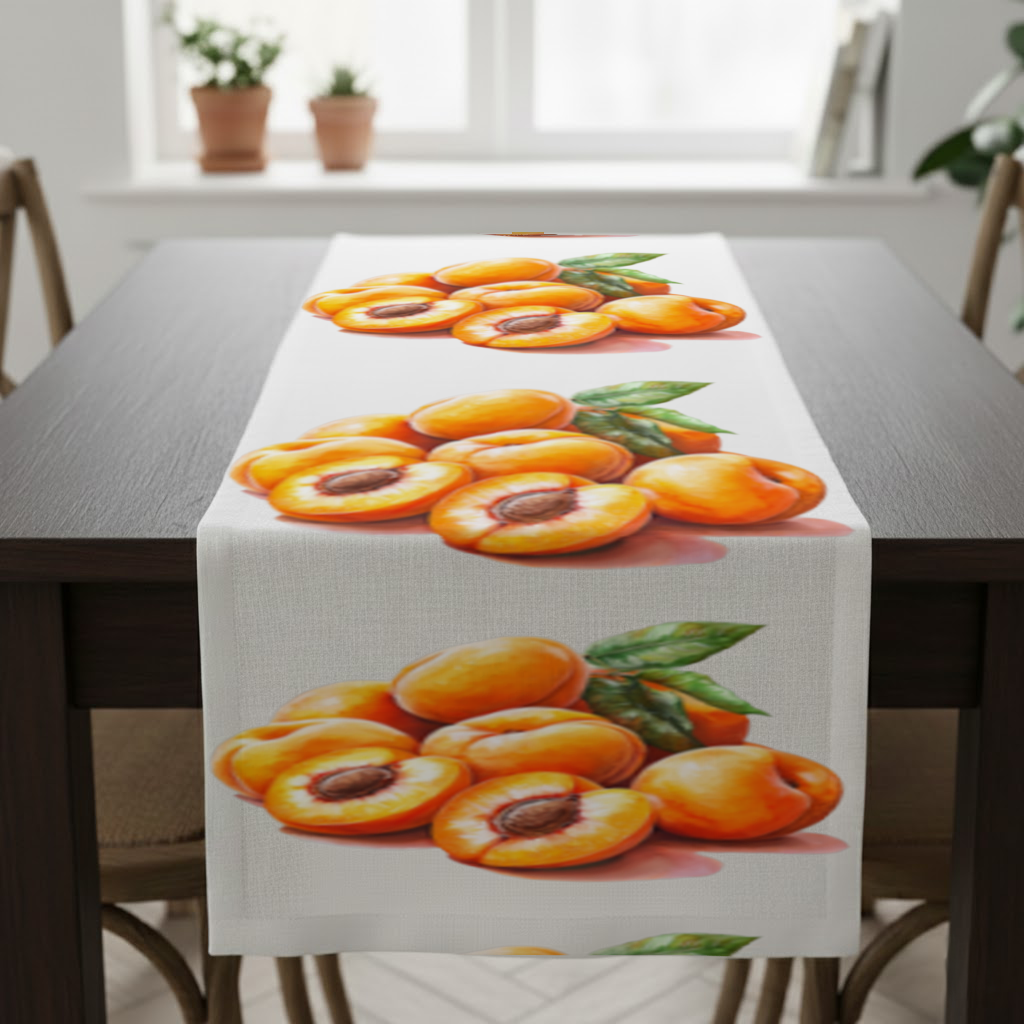 Watercolor Apricot and Leaves Runner
