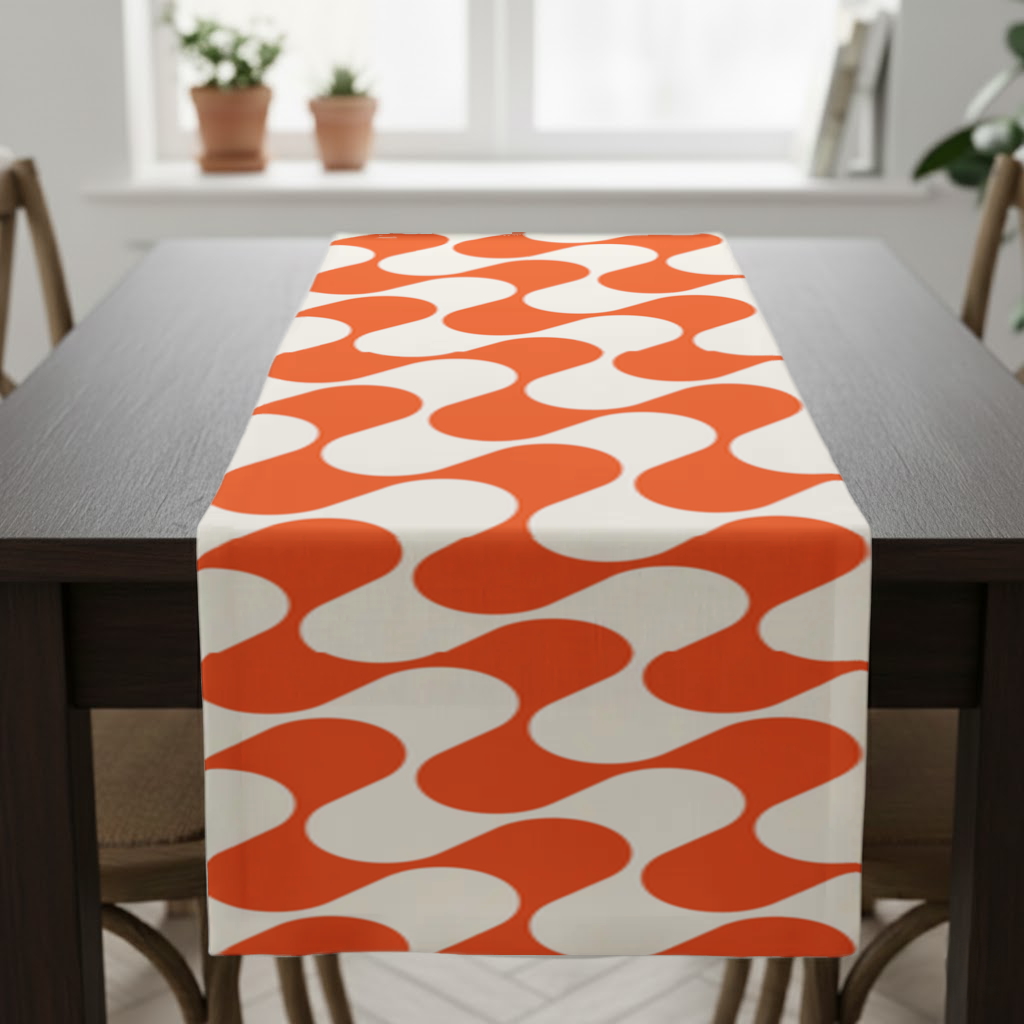 Retro 70s Orange Cream Groovy Curves Runner