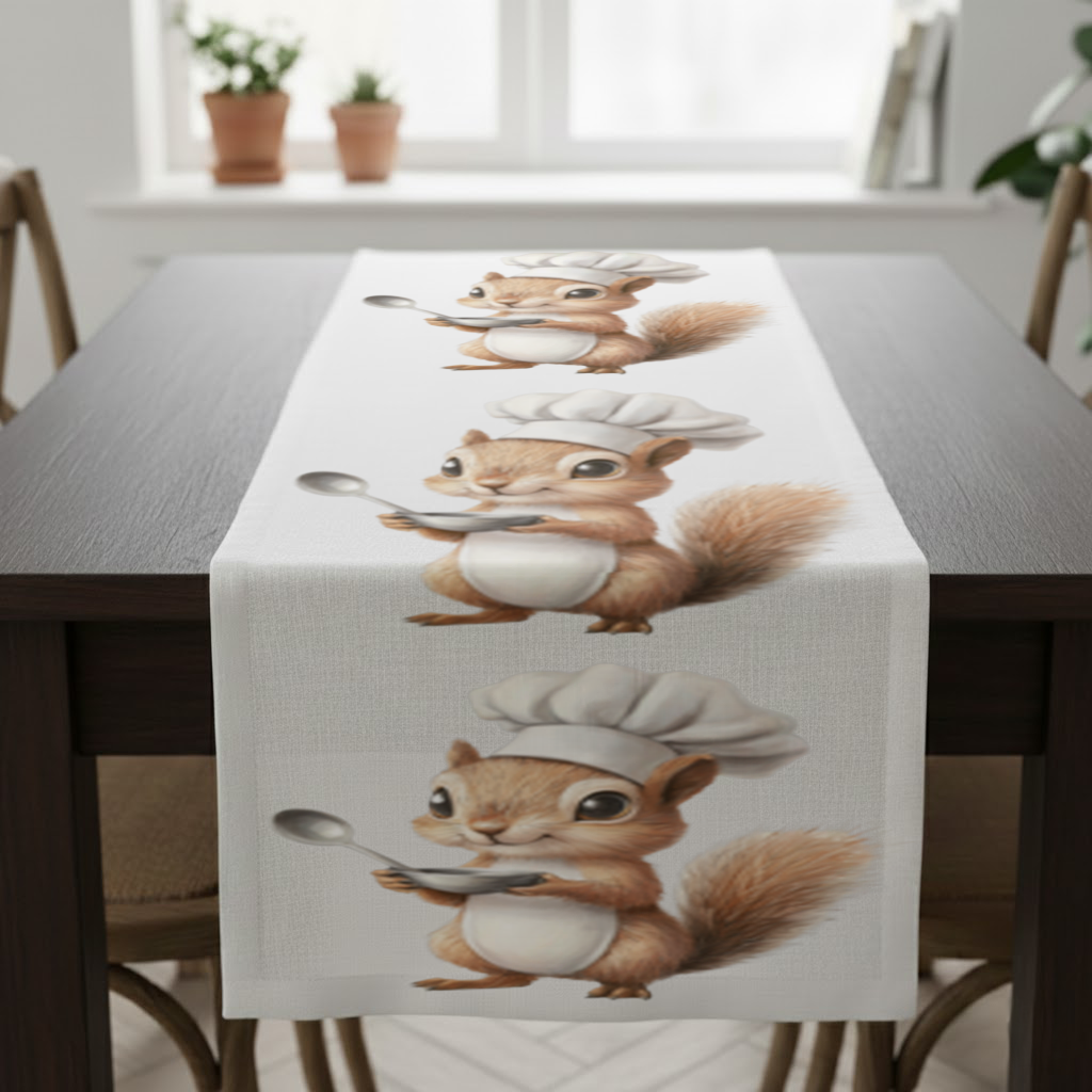 Whimsical Little Chef Squirrel Runner