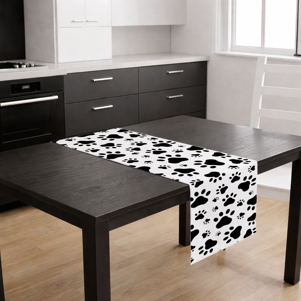 Black and White Paw Pattern Design Runner