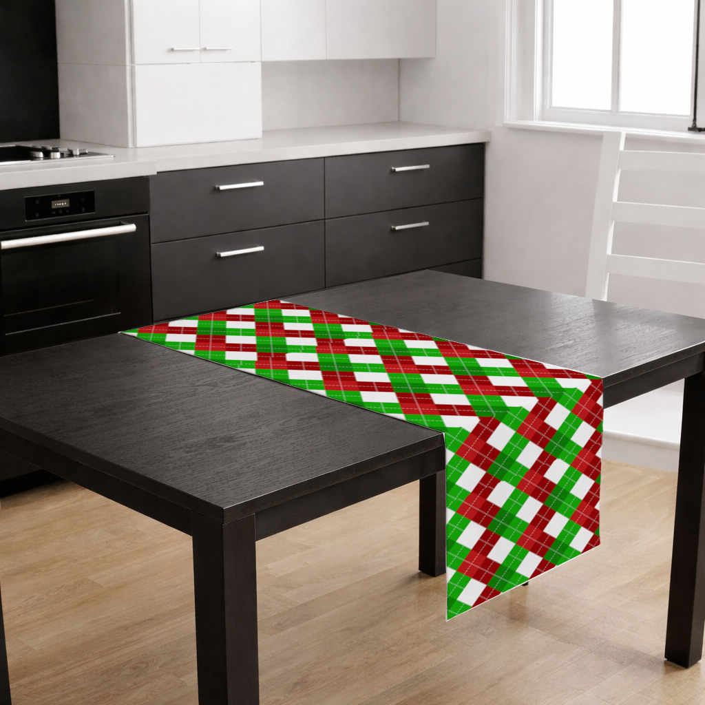 Red Green Argyle Plaid Background Pattern Runner