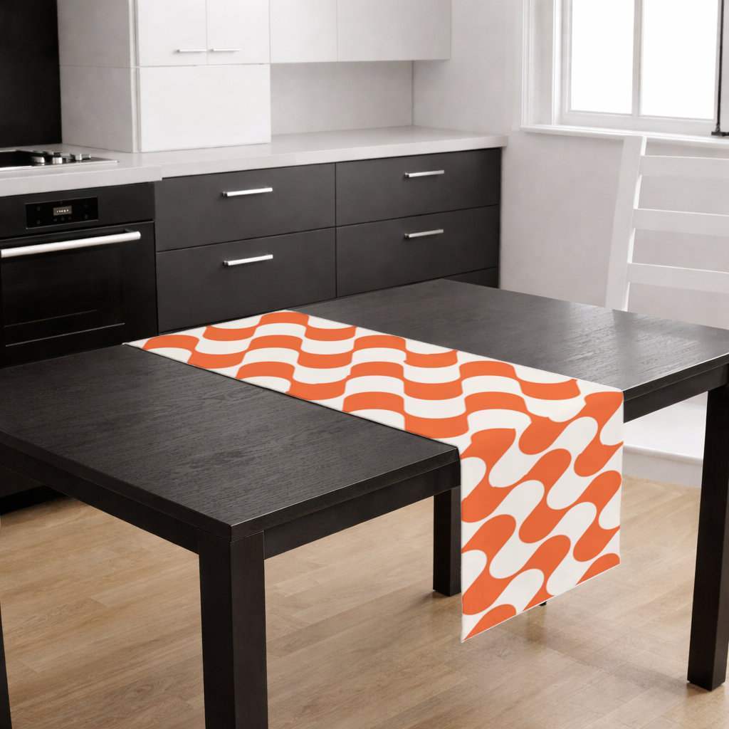 Retro 70s Orange Cream Groovy Curves Runner
