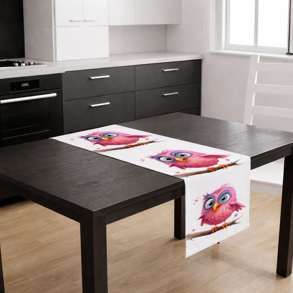 Cute Pink Bird with Large Blue Eyes Runner