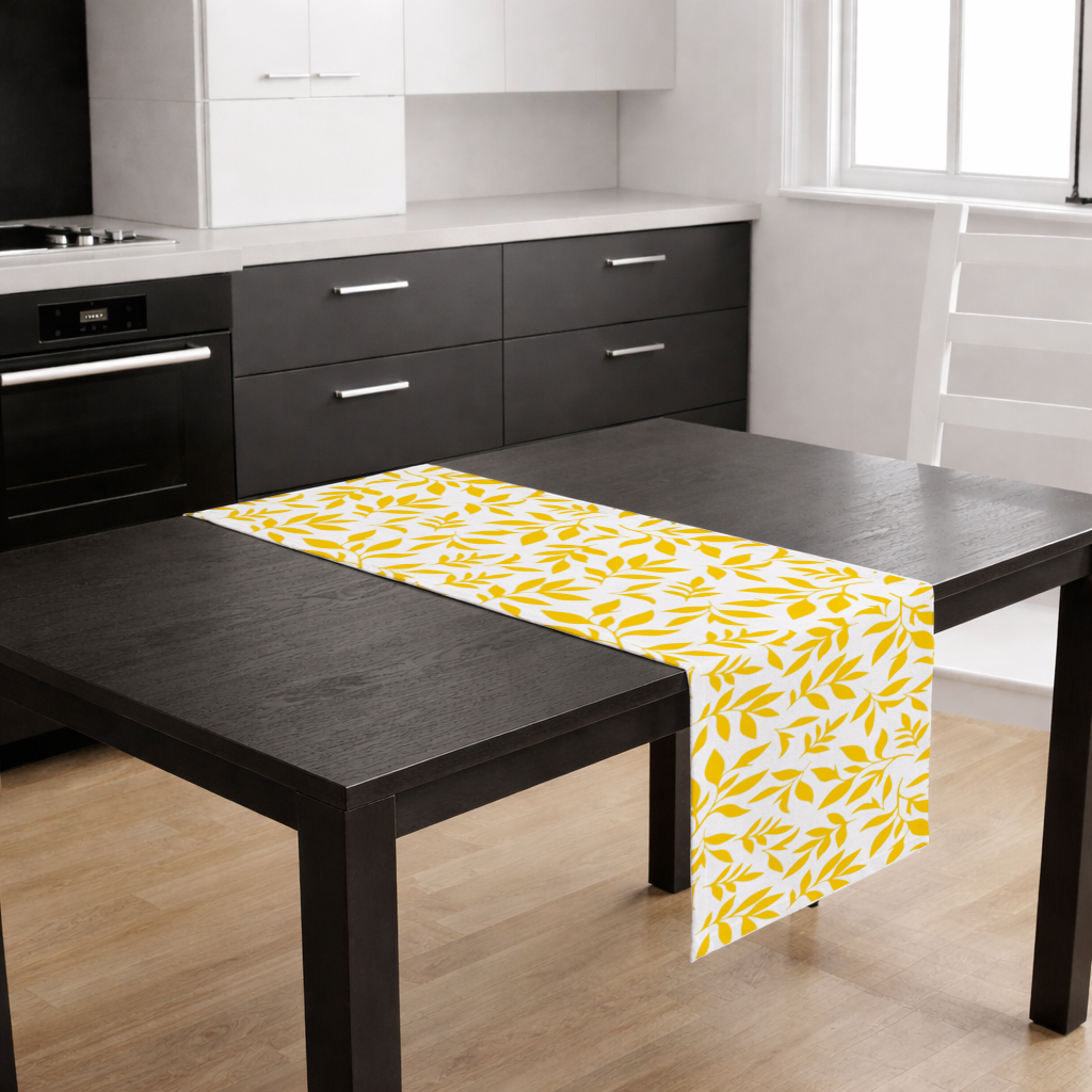 Mustard Yellow Botanical Leaves Runner