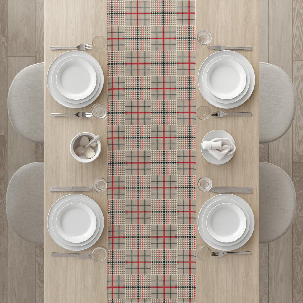 Red Black Geometric Tribal Pattern Runner