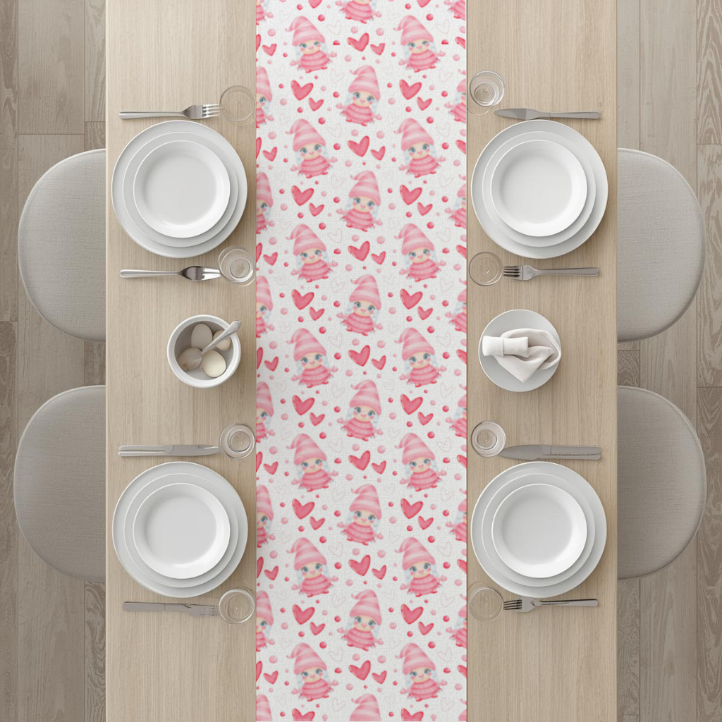 Cute Pink Baby Girl Valentines Day Heart Pattern Design Runner
