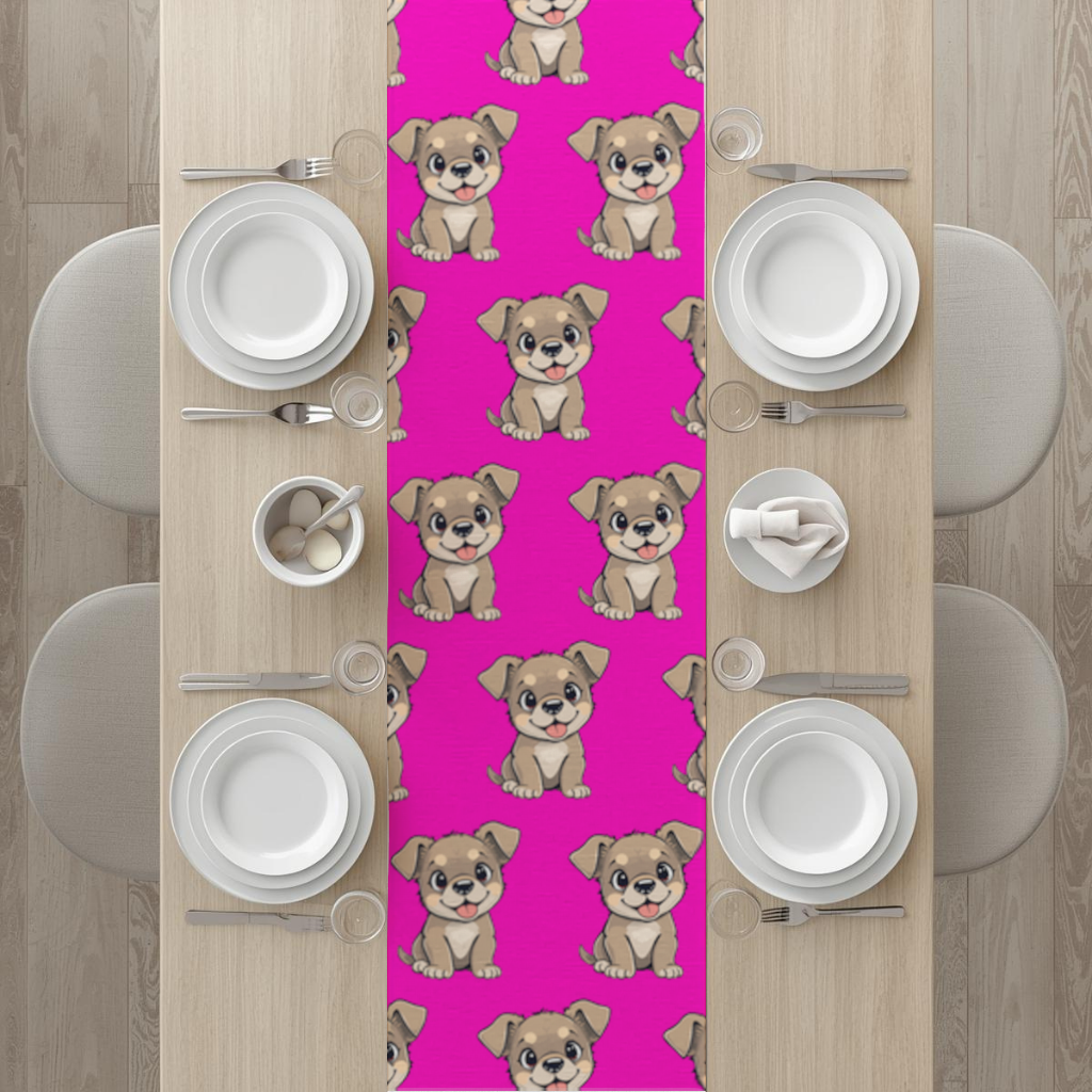Cute Dog Illustration on Pink Background Runner