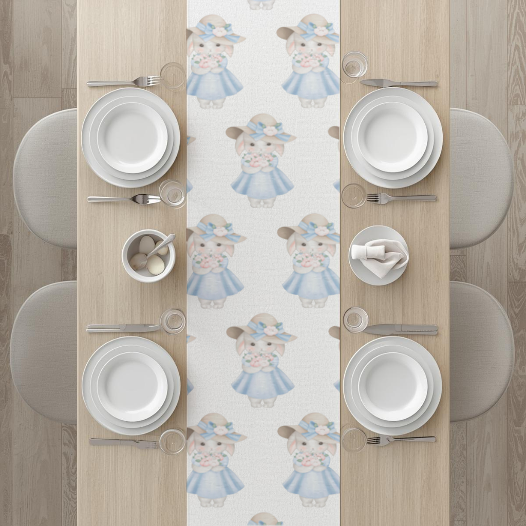 Cute Bunny with Hat Holding Flowers Runner