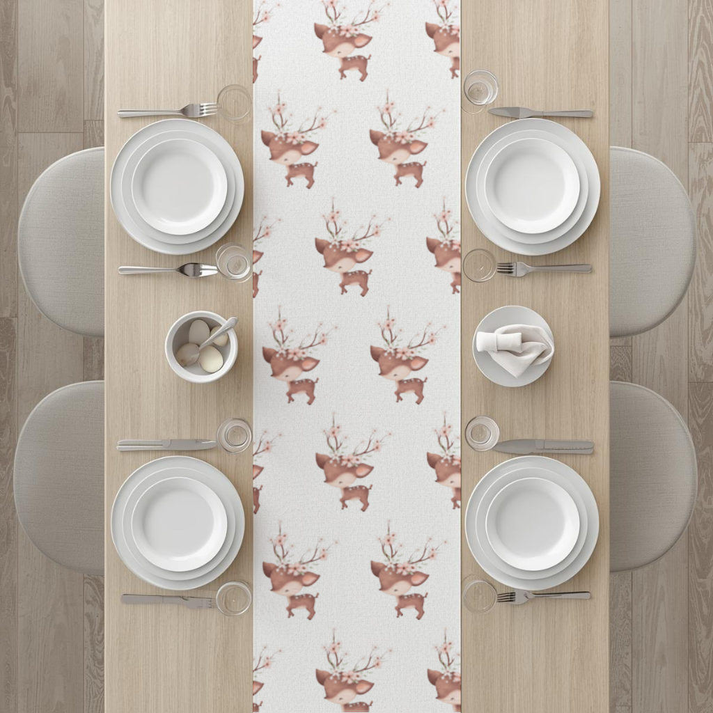Cute Baby Deer with Floral Antlers Runner