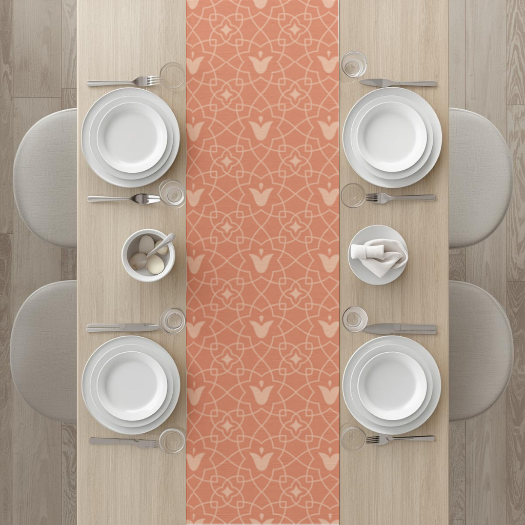 Modern Geometric Linear Terracotta Pattern Runner