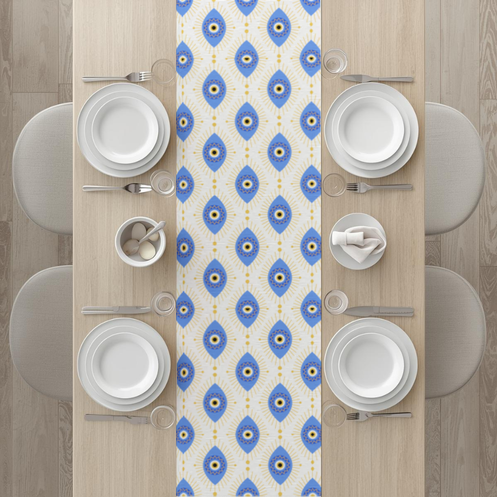 Modern Evil Eye Pattern with Sunburst Rays Runner