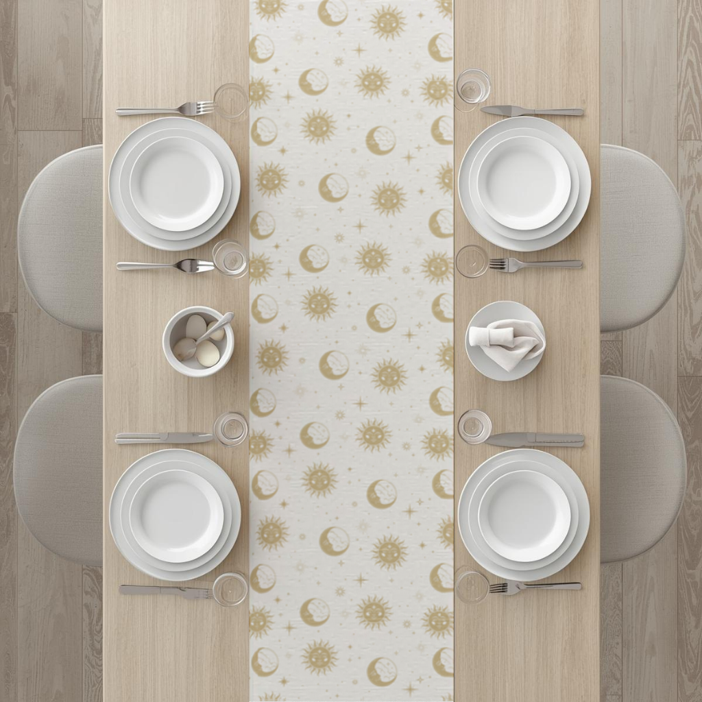 Golden Sun and Moon Mystical Pattern Runner