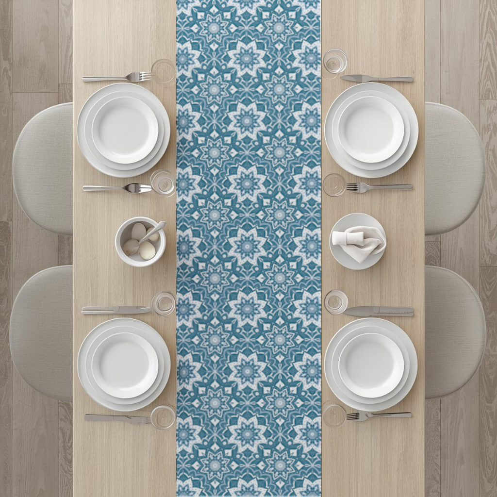 Elegant Blue Mandala Pattern Runner