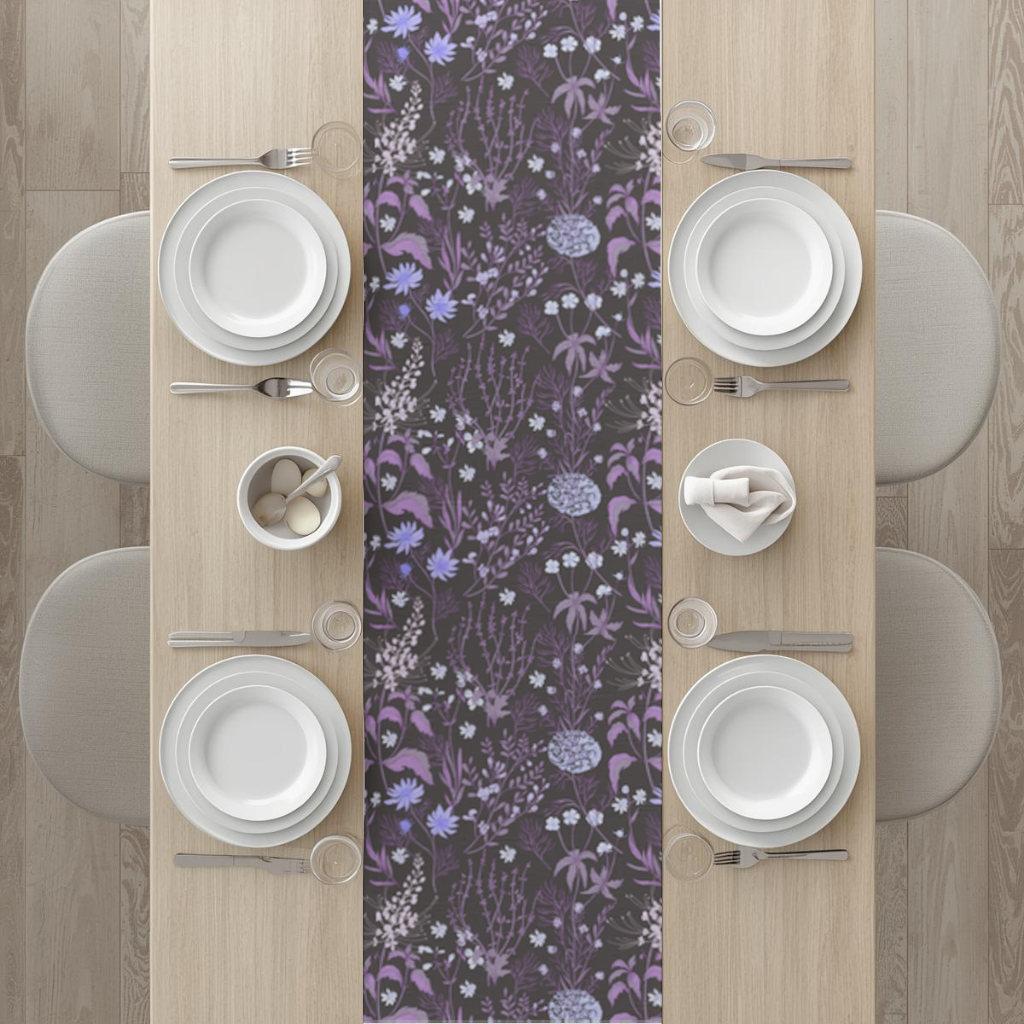 Purple Gothic Botanical Runner