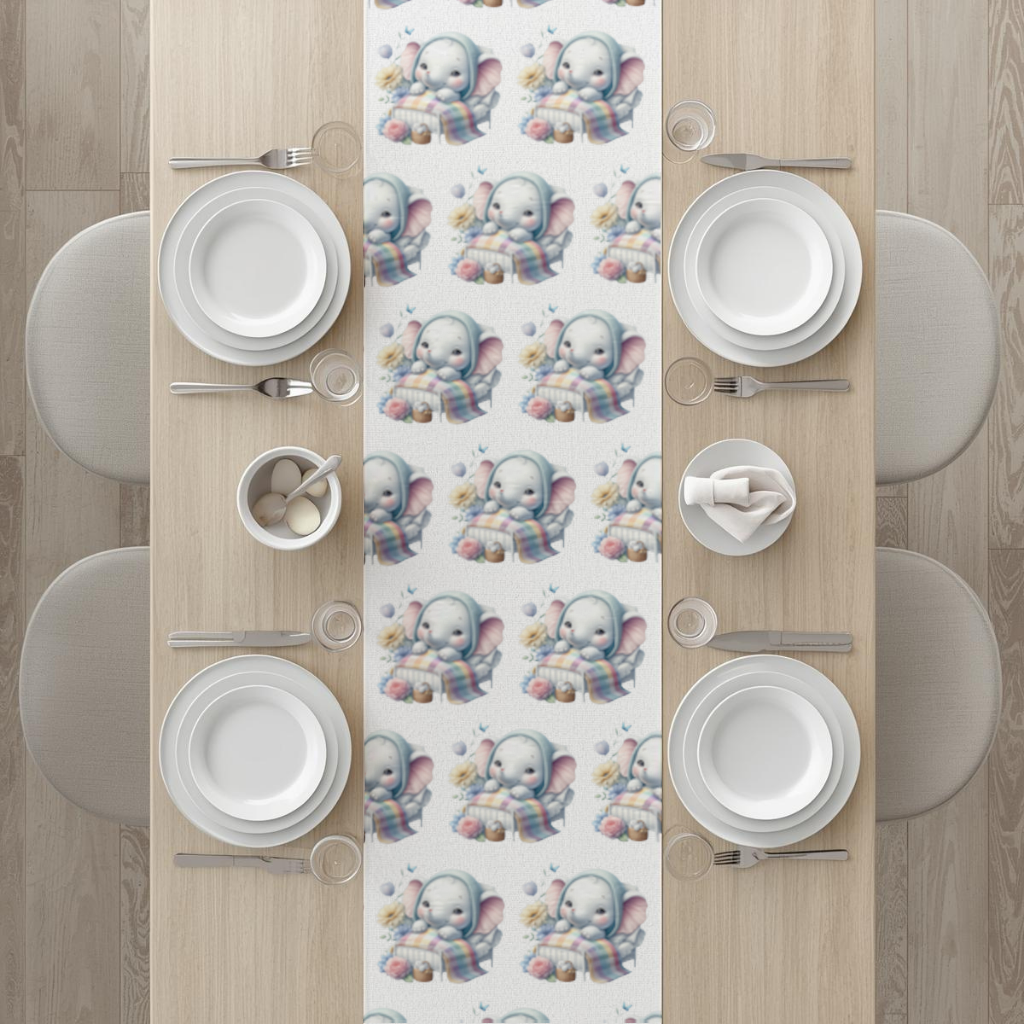 Sleeping Baby Elephant in Bed Runner