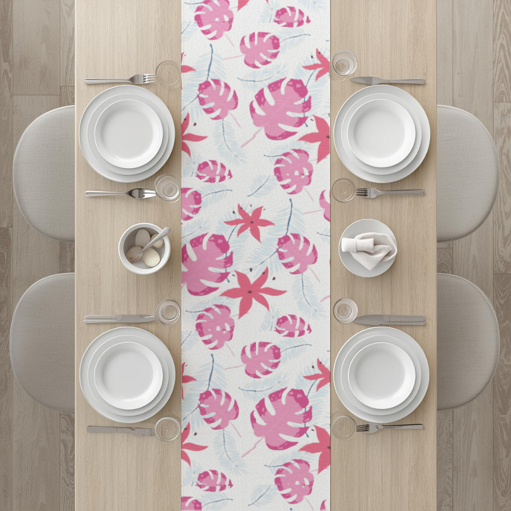 Pink Monstera and Tropical Lily Runner