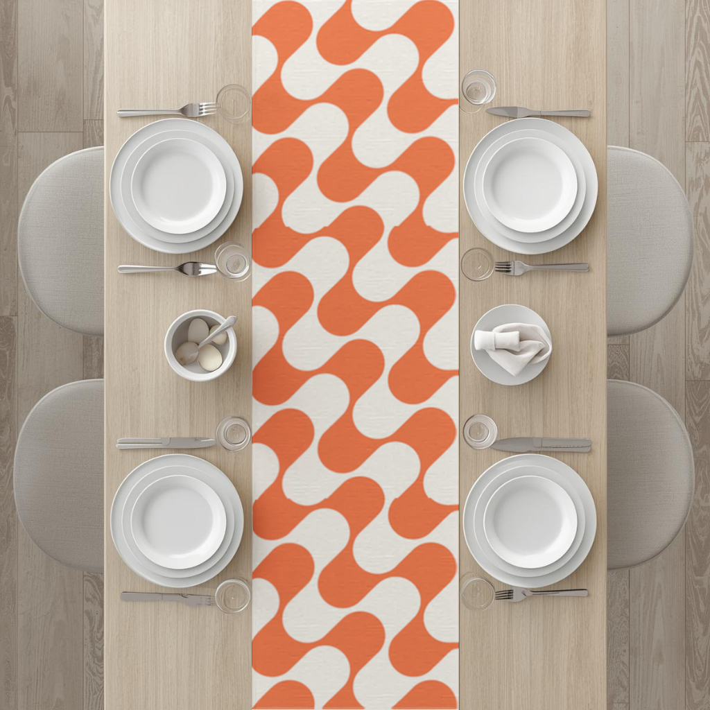Retro 70s Orange Cream Groovy Curves Runner