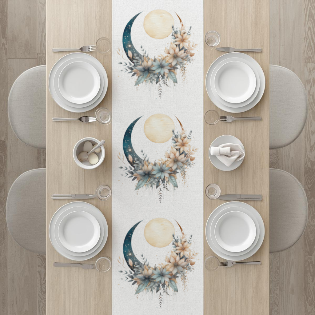Celestial Boho Moon Floral Runner