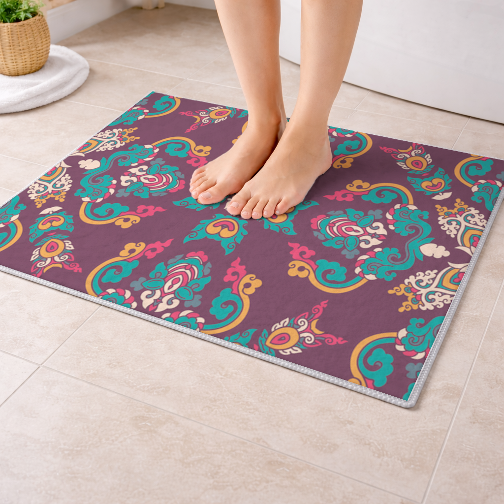 Colorful Ottoman Inspired Mandala Pattern Bath Mat