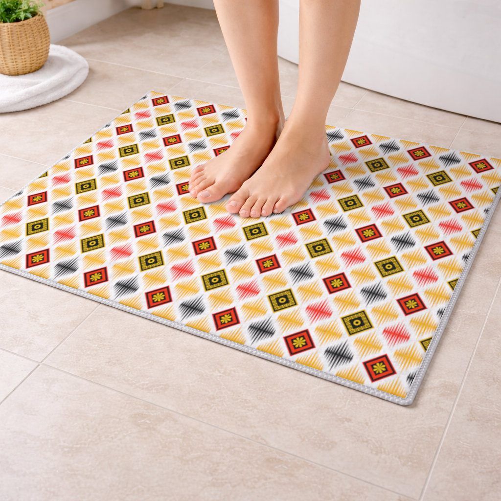 Vibrant Ethnic Geometric Motif Bath Mat