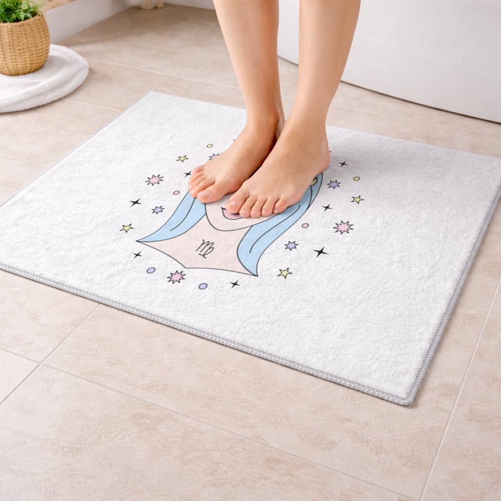 Virgo Zodiac Mystical Woman and Stars Bath Mat