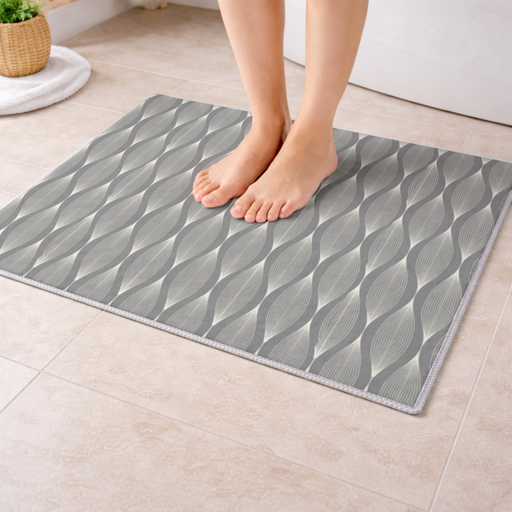 Art Deco Geometric Wavy Pattern Bath Mat