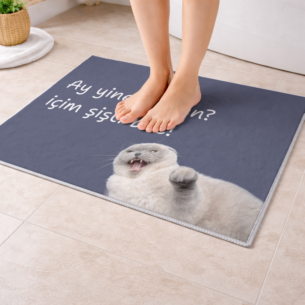 Bıkkın İfadeden Doğan Komik Tasarım Banyo Halısı