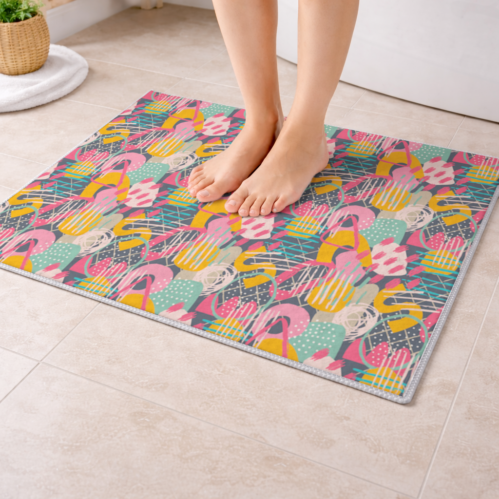 Abstract Geometric Doodle Bath Mat