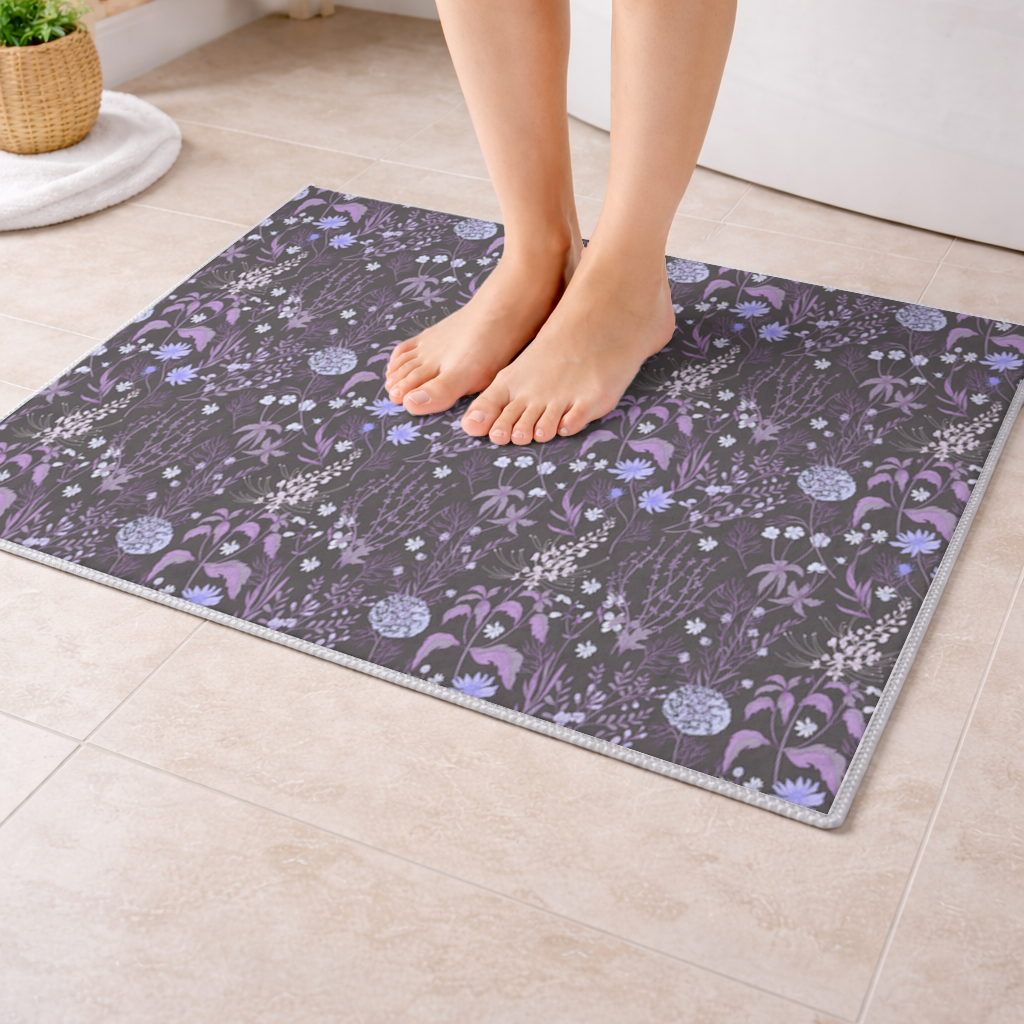 Purple Gothic Botanical Bath Mat