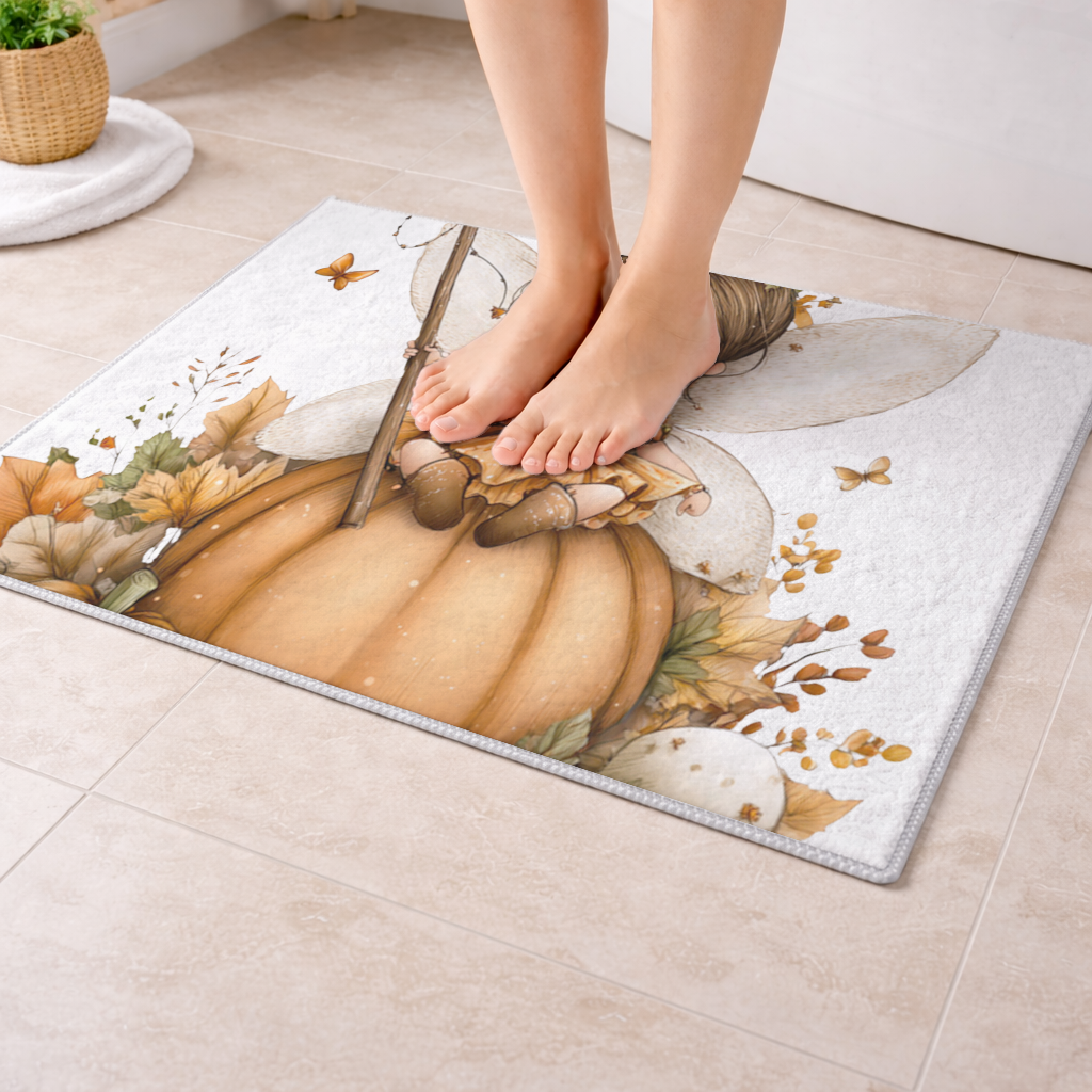 Whimsical Autumn Pumpkin Fairy Bath Mat