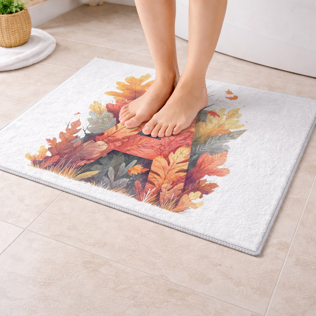 Autumn Leaf Letter A Monogram Bath Mat