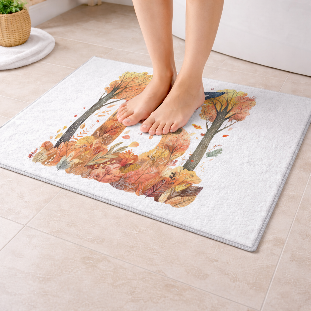 Fall Foliage Letter B Bath Mat