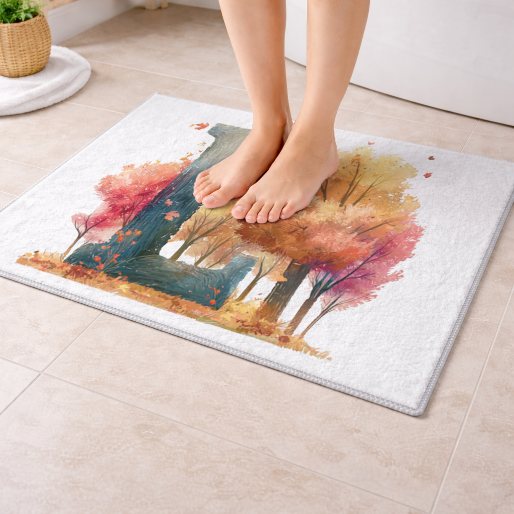 Autumn Forest Letter L Bath Mat