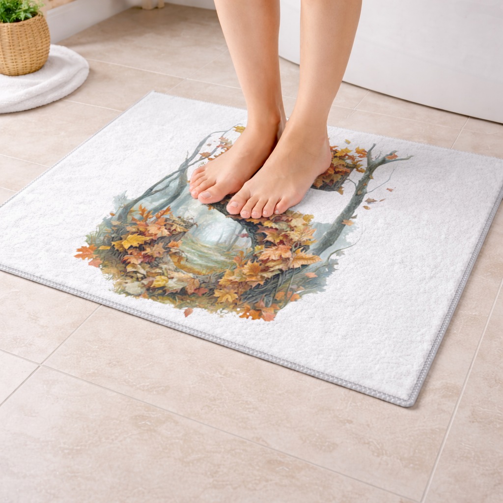 Autumn Maple Leaf Letter S Bath Mat