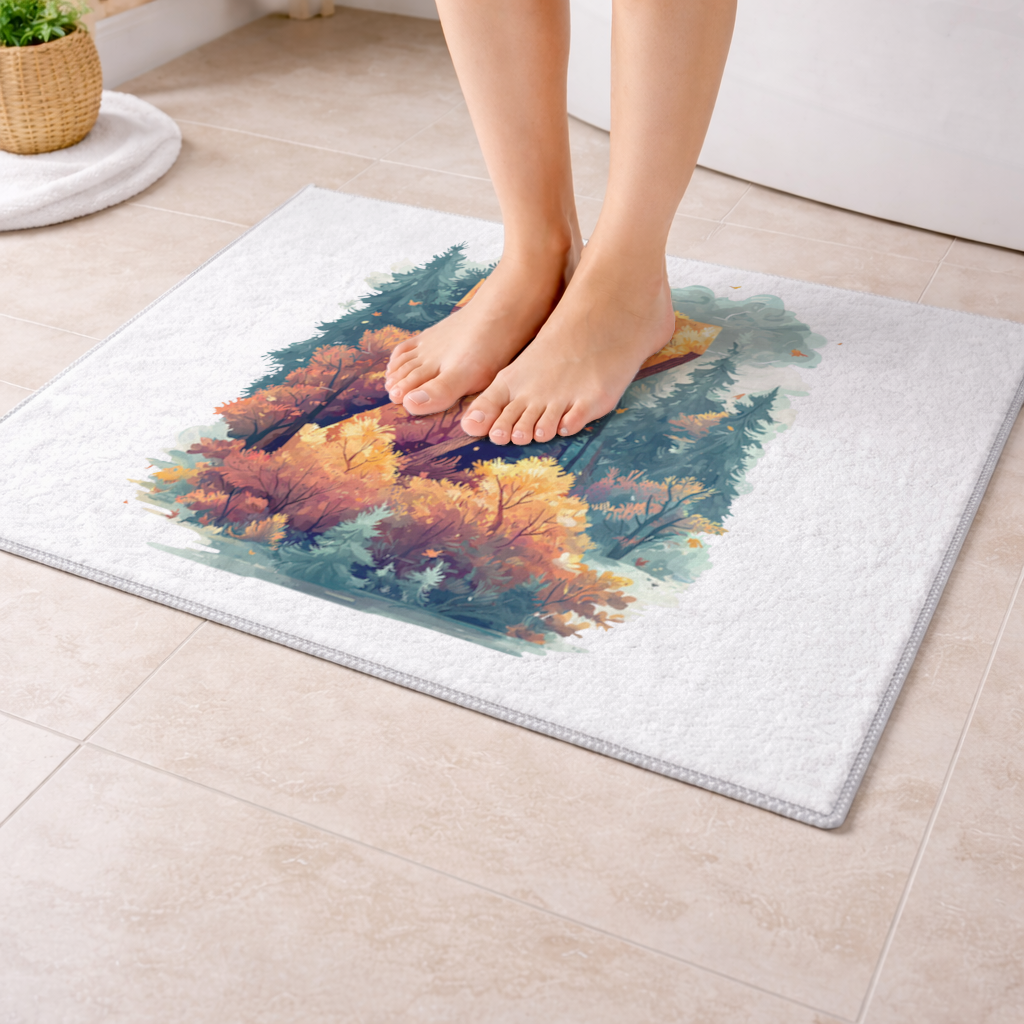 Autumn Leaf Forest Letter Z Bath Mat