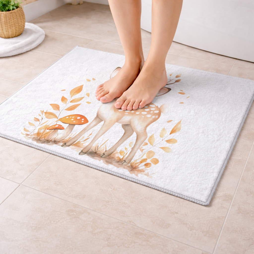 Masalsı Sonbahar Yavru Geyiği Banyo Halısı