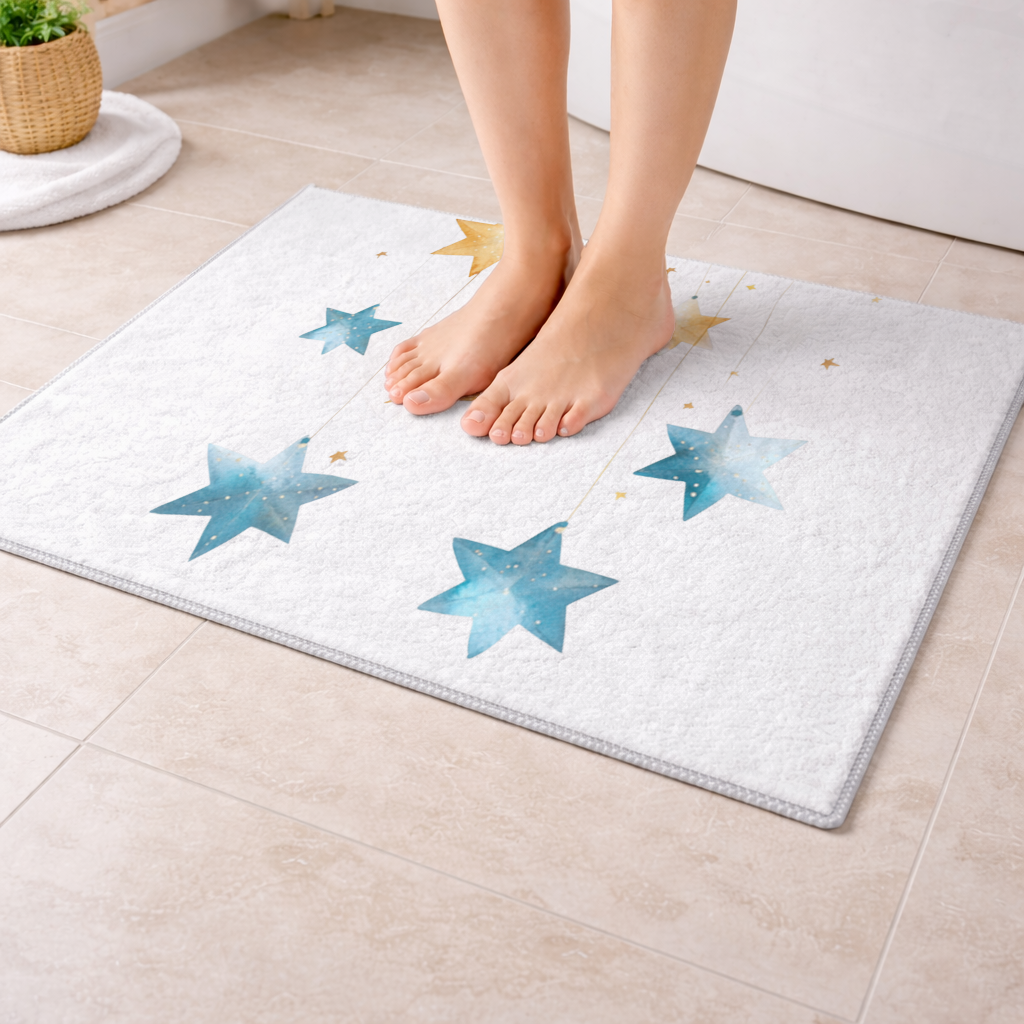 Watercolor Hanging Stars Bath Mat